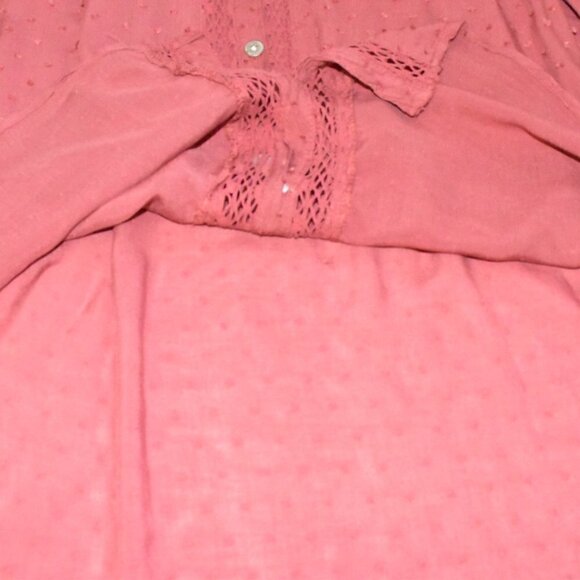 Free People Every Day Every Girl Swiss Dot Long Sleeve Top Button Down Blouse - Picture 11 of 12